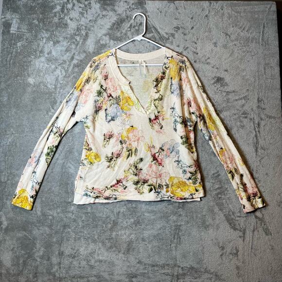 Anthropologie Floral 💐🌸🌺🪻🌼🌹 Print‎ Linen Blend Long Sleeve. EUC - Picture 1 of 7